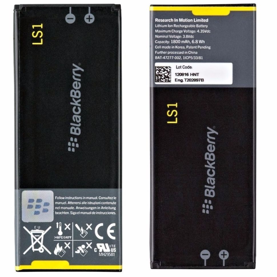 Аккумуляторная батарея (АКБ) BlackBerry LS1, L-S1, BAT-47277-003 для Z10, P9982 Porsche Design, Laguna, 1800 mAh