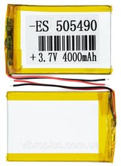Универсальная аккумуляторная батарея (АКБ) 2pin, 5.0 x 54 x 90 мм (505490), 4000 mAh