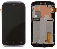 Дисплей HTC T328w Desire V з тачскріном і сріблястою рамкою, чорний