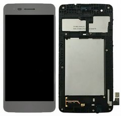 Дисплей (экран) LG M200 K8 (2017), M200n, M210, MS210, US215 с тачскрином и рамкой в сборе ORIG, серебристый