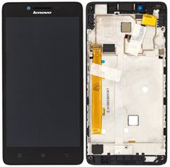 Дисплей (экран) Lenovo A6000, K3 (K30-T), K3 (K30-W) с тачскрином и рамкой в сборе, черный