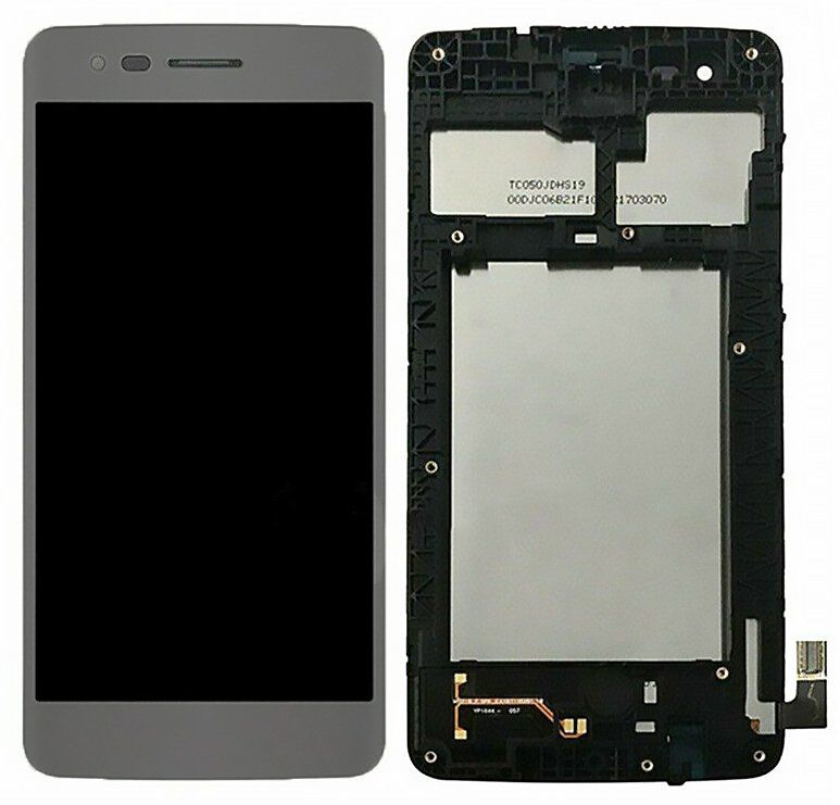 Дисплей (экран) LG M200 K8 (2017), M200n, M210, MS210, US215 с тачскрином и рамкой в сборе ORIG, серебристый