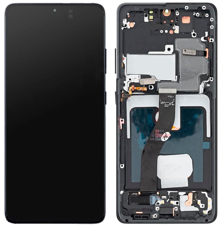 Дисплей Samsung G998 Galaxy S21 Ultra Dynamic AMOLED с тачскрином и рамкой ORIG, черный Phantom Black