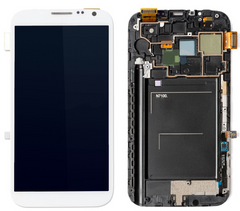 Дисплей (экран) Samsung N7100, Note 2, N7105, i317, T889 с тачскрином и рамкой в сборе, белый