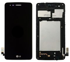 Дисплей (экран) LG M200 K8 (2017), M200n, M210, MS210, US215 с тачскрином и рамкой в сборе, черный