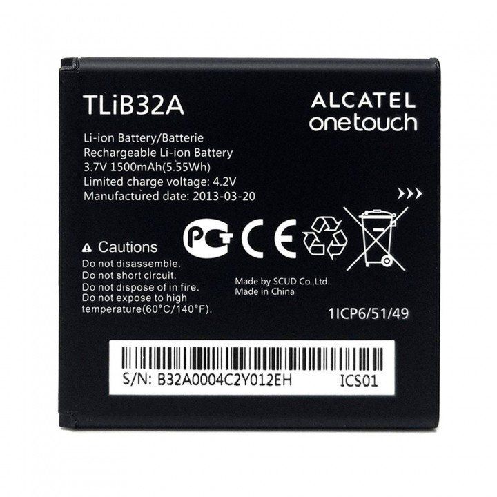Акумуляторна батарея (АКБ) Alcatel TLIB32A, TLIB5AB, BY78 для One Touch 916, One Touch 916D, 1500mAh