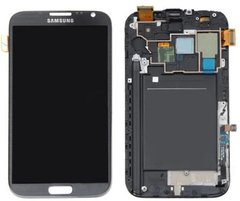Дисплей (экран) Samsung N7100, Note 2, N7105, i317, T889 с тачскрином и рамкой в сборе, серый