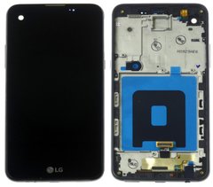 Дисплей (экран) LG K500 X View Dual Sim, K500N X Screen с тачскрином и золотистой рамкой в сборе, черный