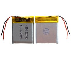 Универсальная аккумуляторная батарея (АКБ) 2pin, 3.0 X 25 X 30 мм (302530, 032530), 250 mAh