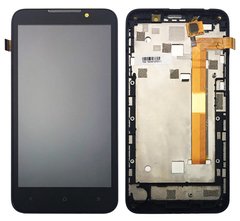 Дисплей (экран) HTC Desire 516 с тачскрином и рамкой в сборе, черный