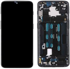 Дисплей (экран) OnePlus 6T A6010, A6013 AMOLED с тачскрином и рамкой в сборе ORIG, черный