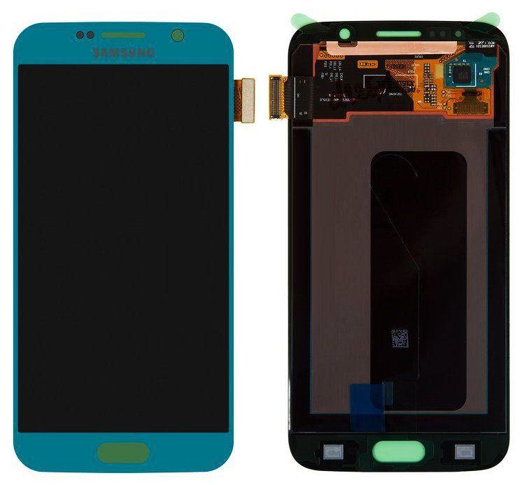 Дисплей (экран) Samsung G920F, G929FQ, G920I, G920S, G920FD, G920T, G9200 Galaxy S6 AMOLED с тачскрином в сборе ORIG, синий