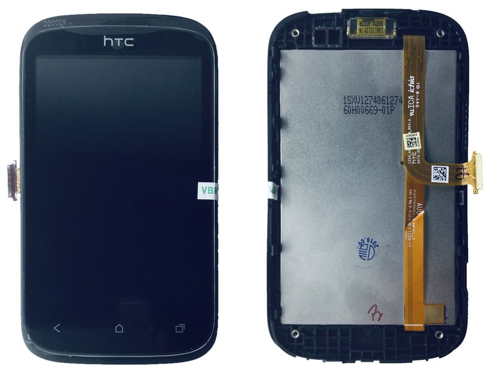 Дисплей (екран) HTC A320e Desire C з тачскріном і рамкою в зборі, чорний